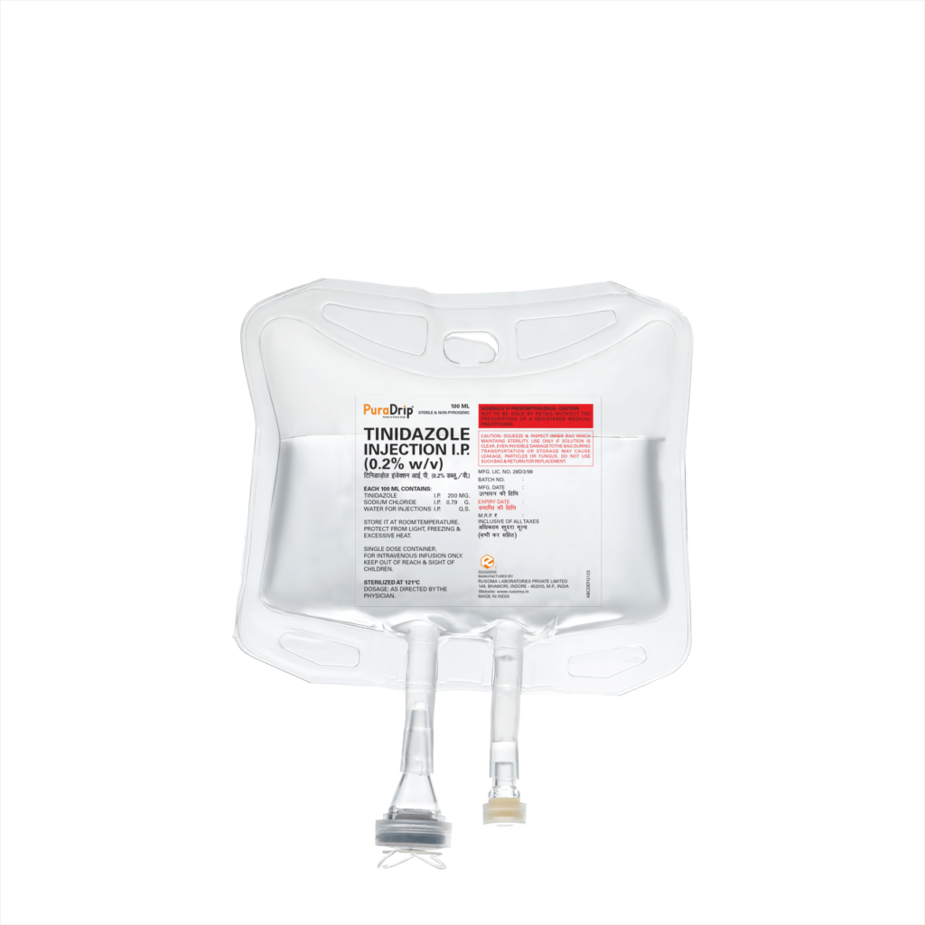 Tinidazole Injection with Sodium Chloride I.P. – PD – 100 ML